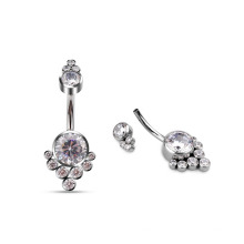 Charm High Quantity Titanium AAA Zircon Stone Women Navel Belly Ring Wholesale Body Jewelry